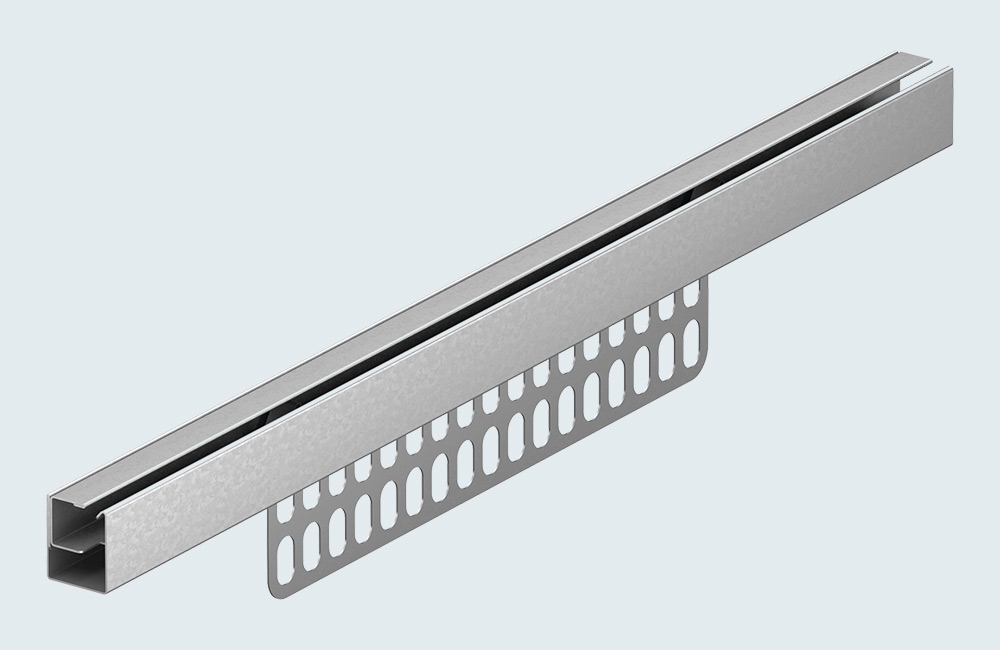 ACO Sport Kunstrasen-Einfassung 3D-Rendering einer Kunstrasen-Einfassung aus Stahl.