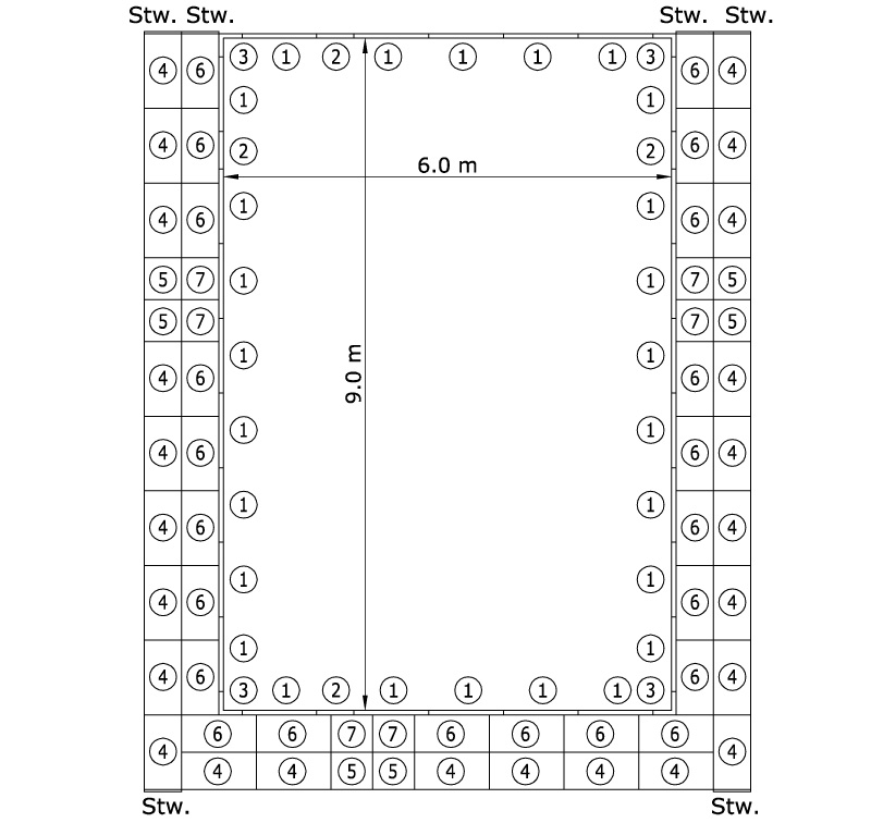 Verlegeplan Sprunggrube 9x6 m