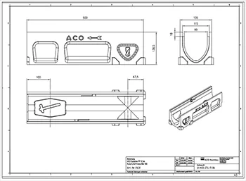 Technische Zeichnung einer Entwässerungsrinne.