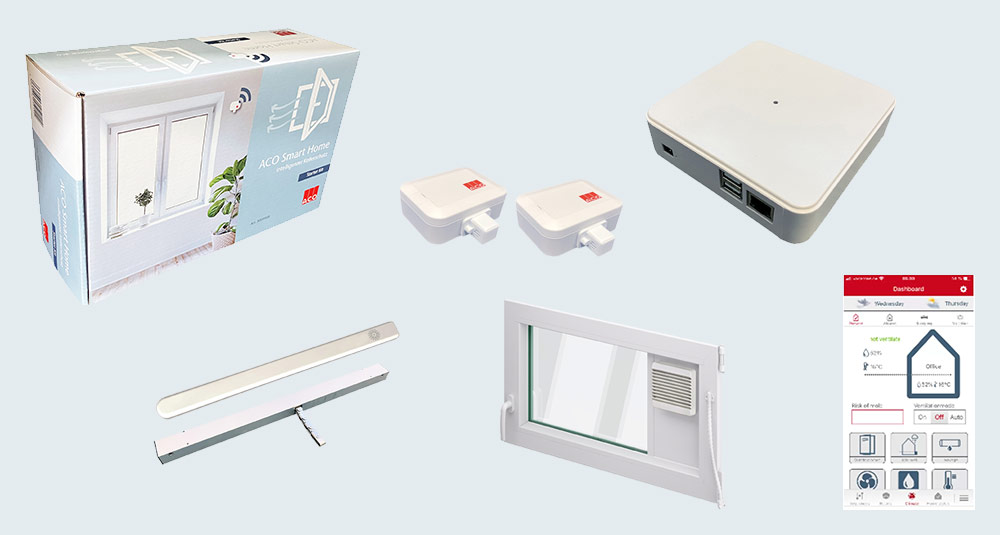 Starter Kit mit Smart Box, zwei Sensoren, Fenstersensor und App.