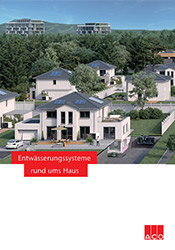 Prospekt-Cover mit Claim "Entwässerungssysteme rund ums Haus".