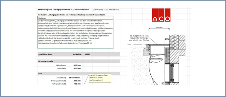 Excel: Berechnungshilfe Lüftungsquerschnitte