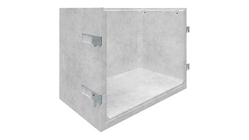 Rendering Querschnitt eines freistehenden Produktbildes von einem Betonlichtschacht.