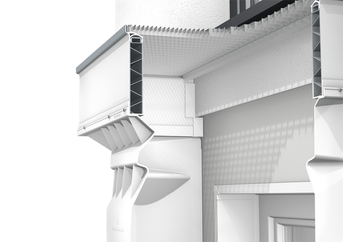Schnittdarstellung von einem Lichtschacht und fixem Aufstockelement.
