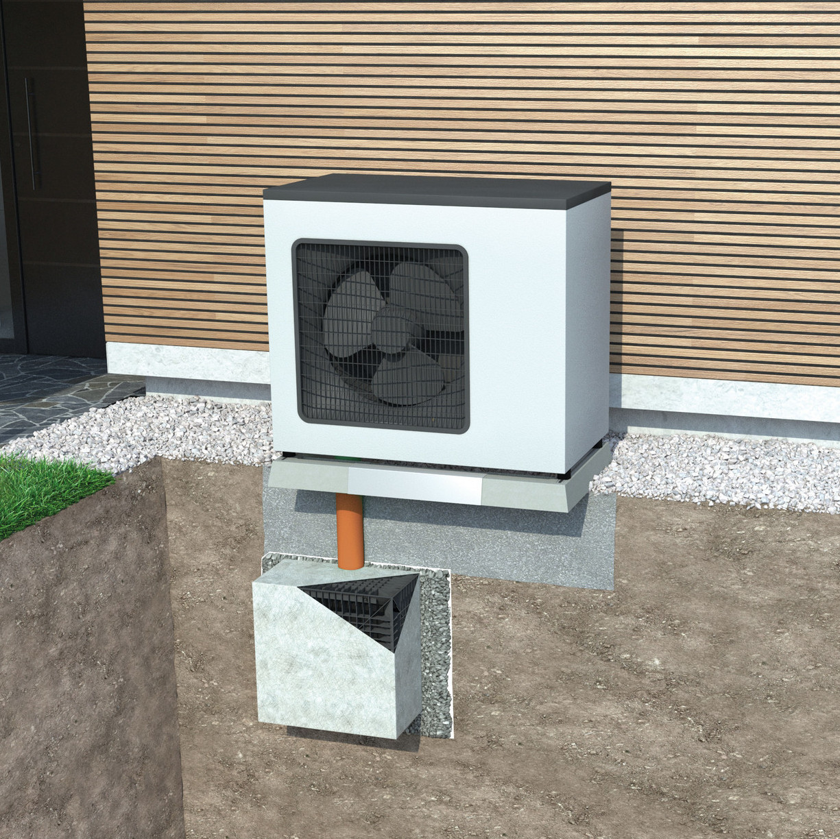 Kondensatableitung mit Anschluss an die ACO Self® Sickerbox
