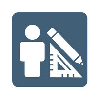 Icon Männchen mit Stift und Geodreieck