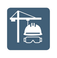Icon Baukran mit Schutzhelm und Schutzbrille