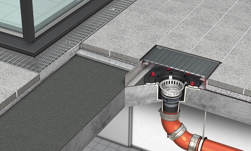 Aufbau Fassadenentwässerung Stichkanal und Dachablauf