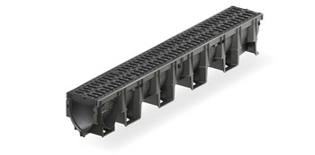 3D-Rendering Fließquerschnitt einer Entwässerungsrinne in monolithischer Bauweise.