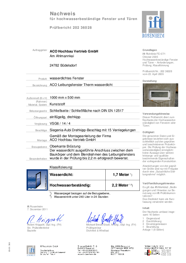 ACO Therm® 1.2 HWD Prüfung 1000 x 500 mm (PB 202 36028) ACO_Zertifikat_Therm-1.2-ift-PB-36028-aco-hochbau.pdf