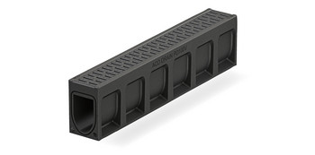 ACO DRAIN® Monoblock PD 3D-Rendering Fließquerschnitt einer Entwässerungsrinne in monolithischer Bauweise.