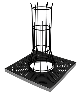 Rendering eines Baumschutzgitters mit Baumschutzrost.