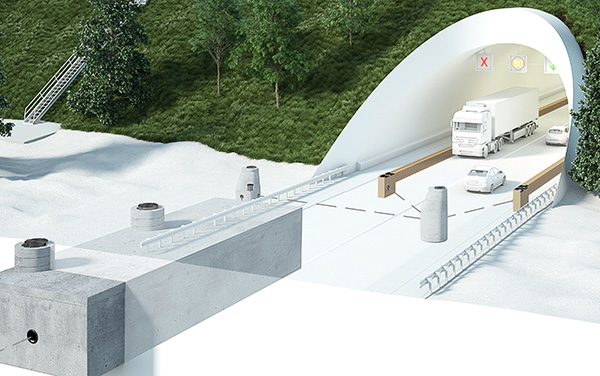Anwendung Tunnel mit Entwässerungsrinne ACO DRAIN® KerbDrain