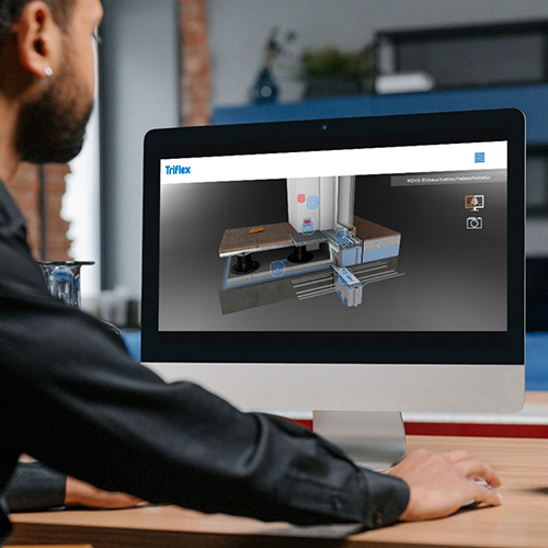 Nach dem Update des Planungshelfers können nun auch 3-D-Animationen der Einbausituation Hebeschiebetür mit WDVS im Detail betrachtet werden. Foto: Triflex
