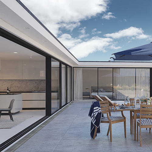 penthouse terrace in a big city. 3d rendering