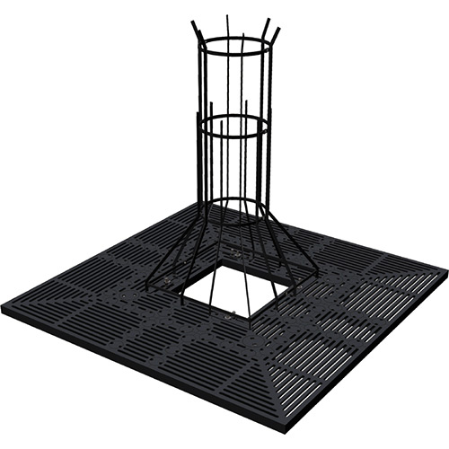 Das ACO Baukastensystem kombiniert Baumschutzroste und -gitter in edlem Schwarz für ein ansprechendes Design auf Gehwegen und in Fußgängerzonen.