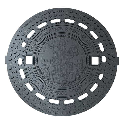 Rendering Schachtabdeckung mit Design-Wappendeckel.